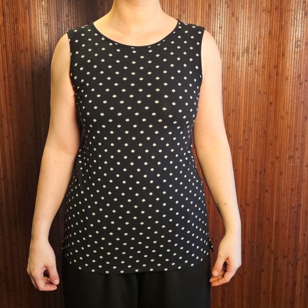 Black and White Daisy Sleeveless Top - J. Jill